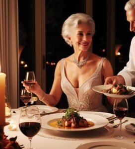 silver haired Couple eating dinner prepared by a Personal Chef (1)