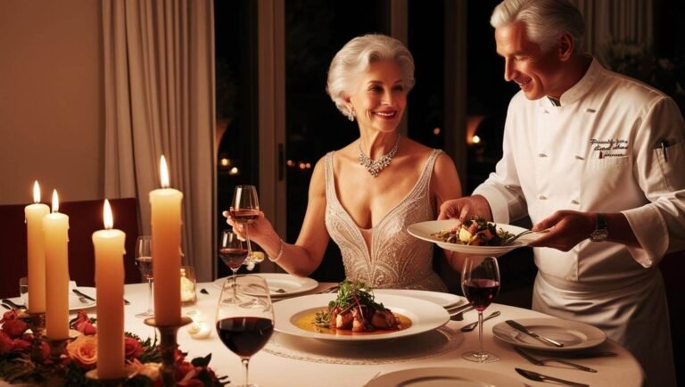 silver haired Couple eating dinner prepared by a Personal Chef (1)