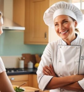 Build a Strong Relationship with Your Personal Chef, a lady chef having a conversation the mother (1)