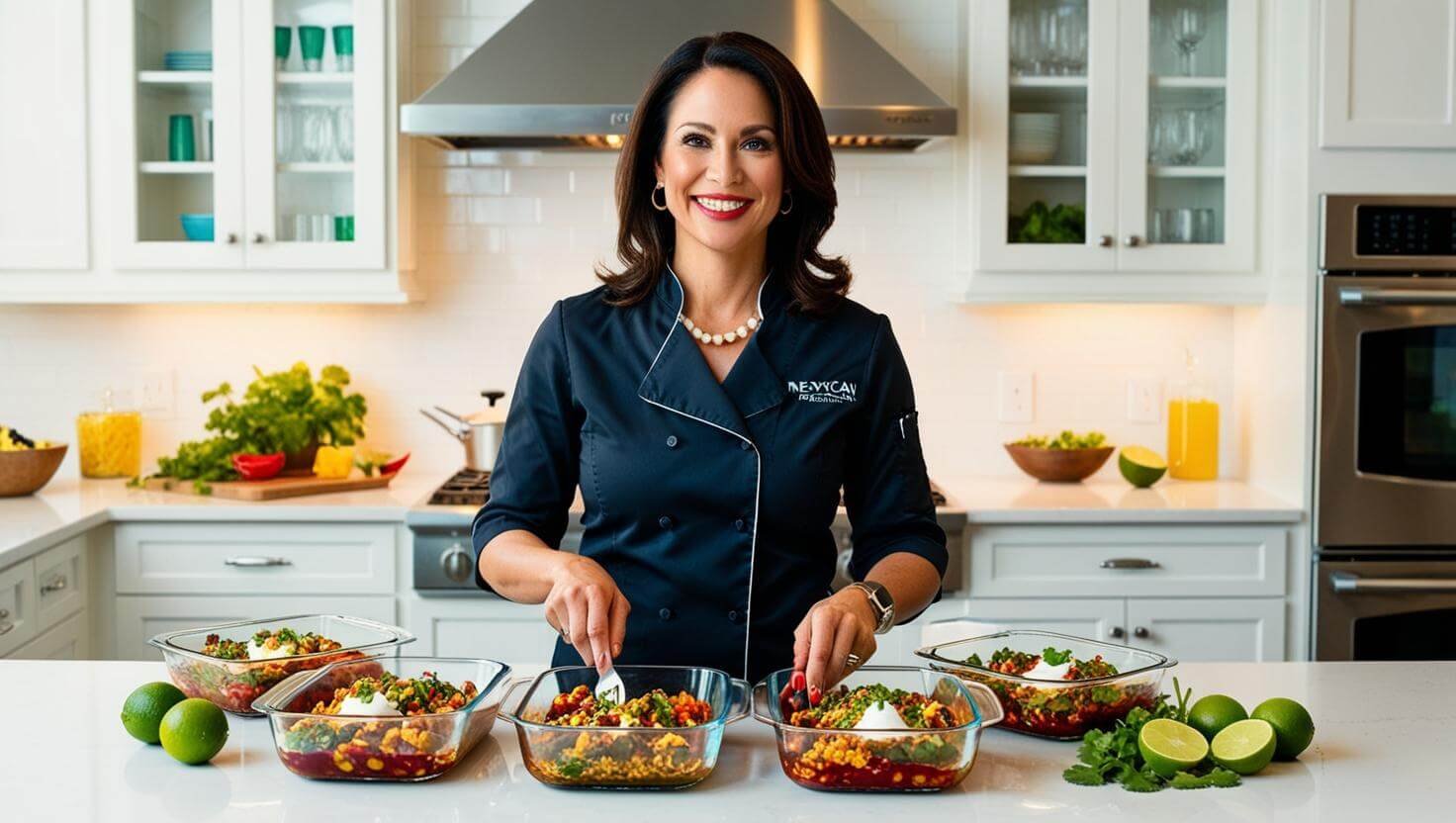 Choose the Perfect Personal Chef for Your Mexican Cuisine Cravings lady Personal chef in a busy modern home kitchen portion controlled pyrex meals (4)